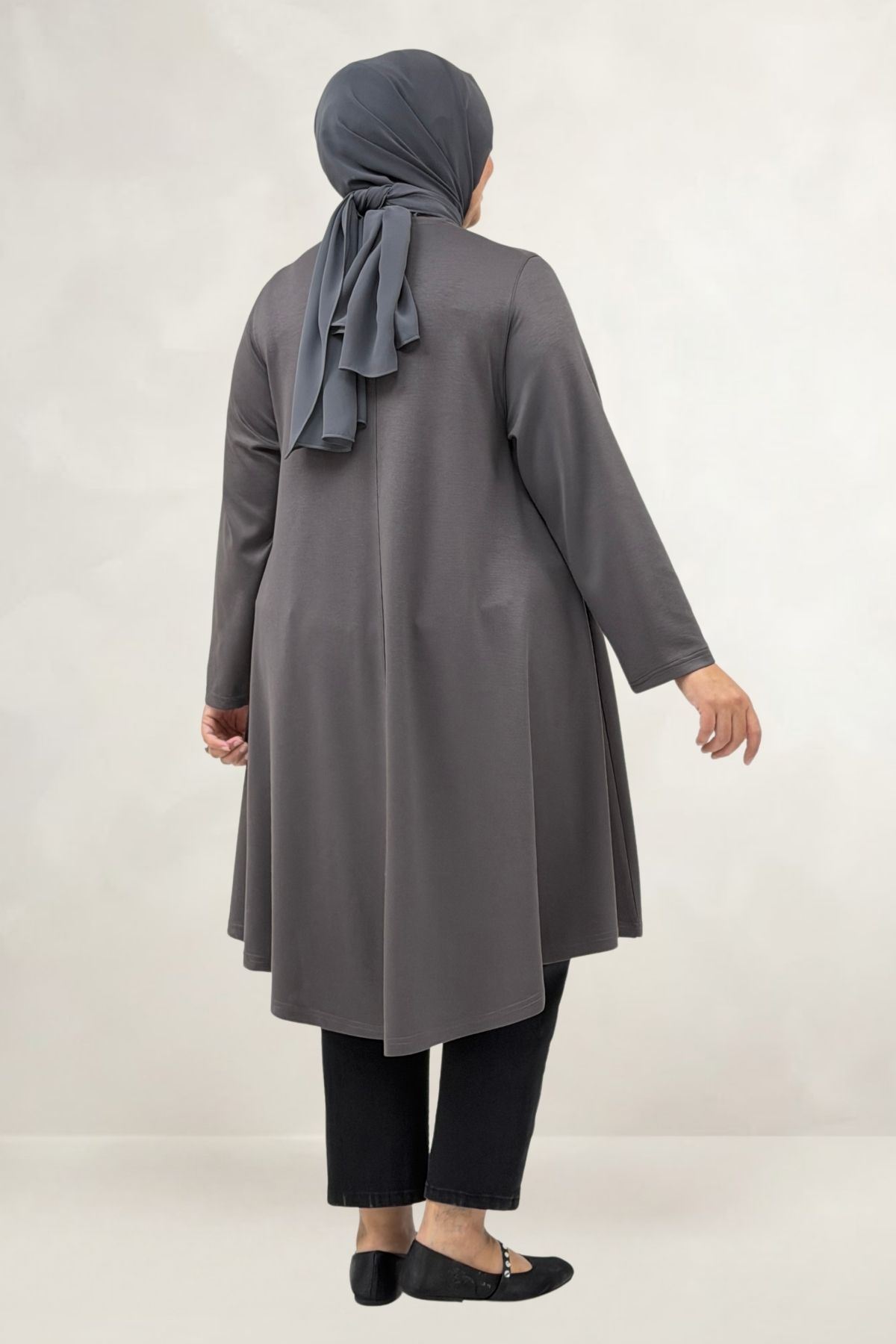 68090  Büyük Beden Modal Mevlana Tunik - Antrasit