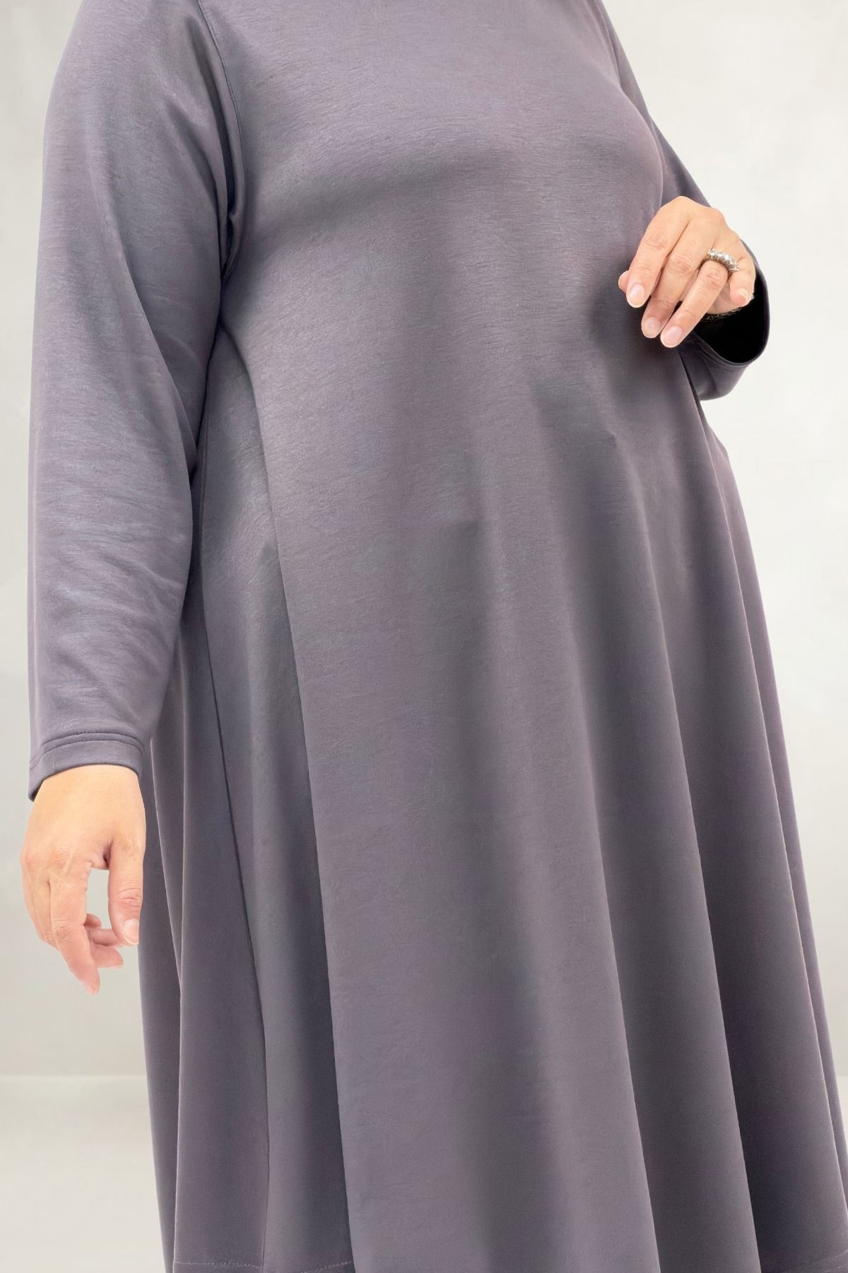 68090  Büyük Beden Modal Mevlana Tunik - Antrasit