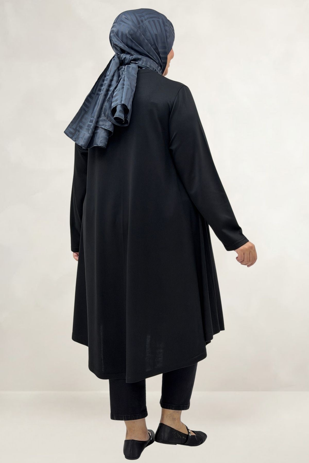 68090  Büyük Beden Modal Mevlana Tunik - Siyah