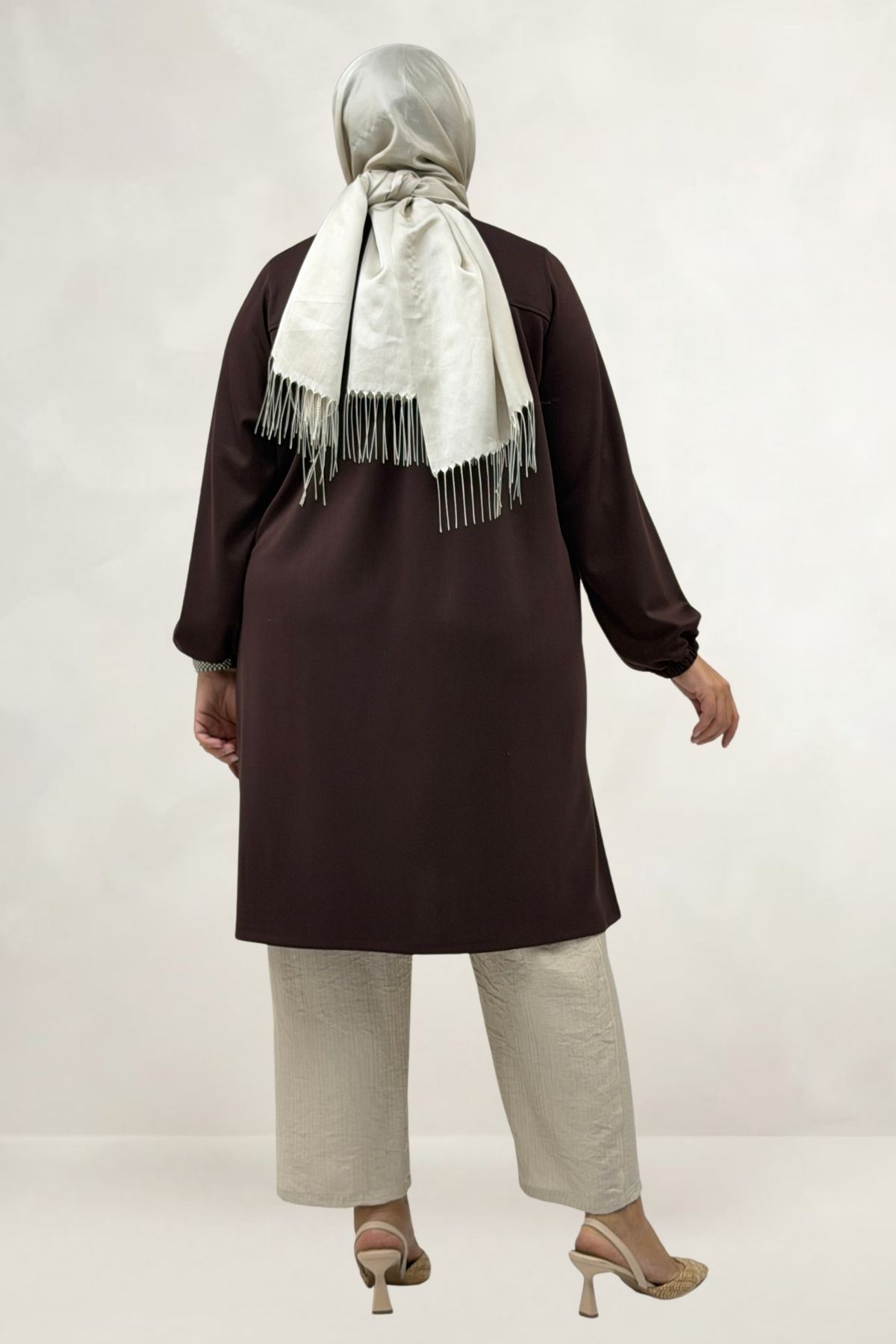 68080 Büyük Beden Basic Modal Tunik - Kahve