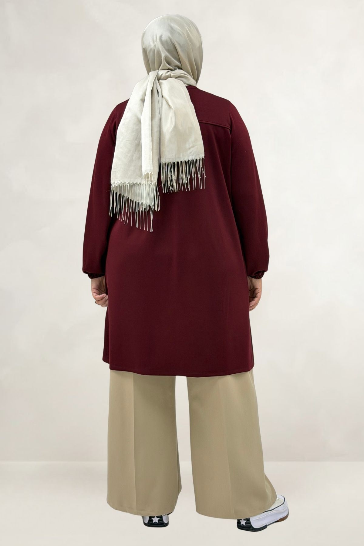 68080 Büyük Beden Basic Modal Tunik - Bordo