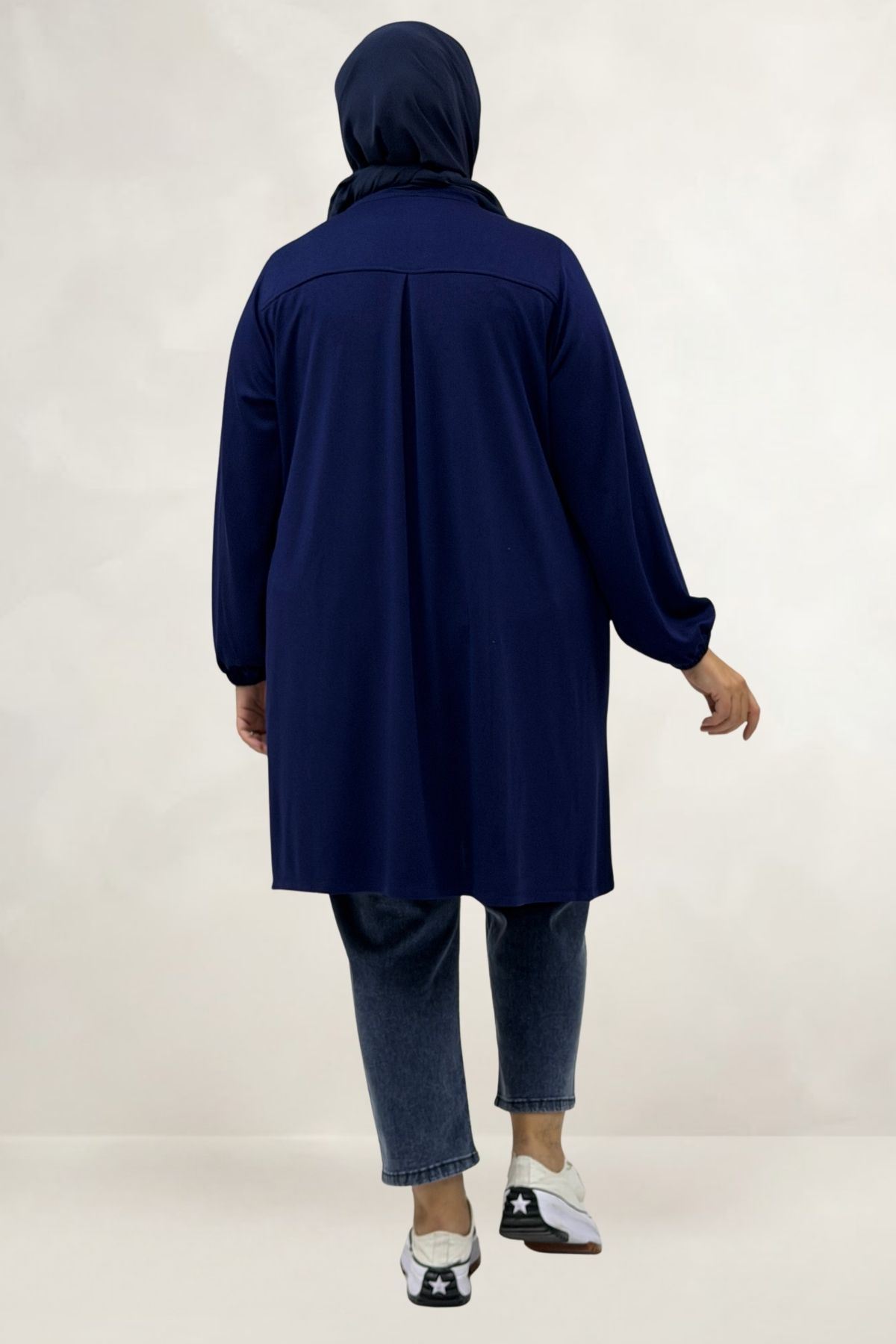 68080 Büyük Beden Basic Modal Tunik - Lacivert