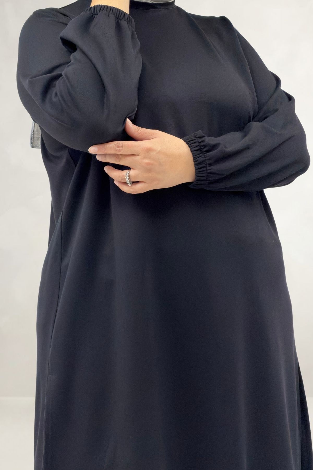 68080 Büyük Beden Basic Modal Tunik - Siyah