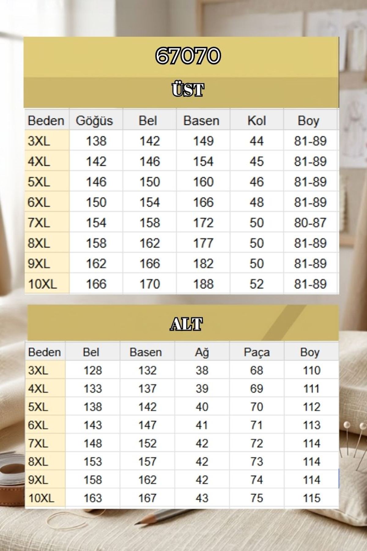 67070 Büyük Beden Garni Detaylı Modal Pantolonlu Takım - Siyah