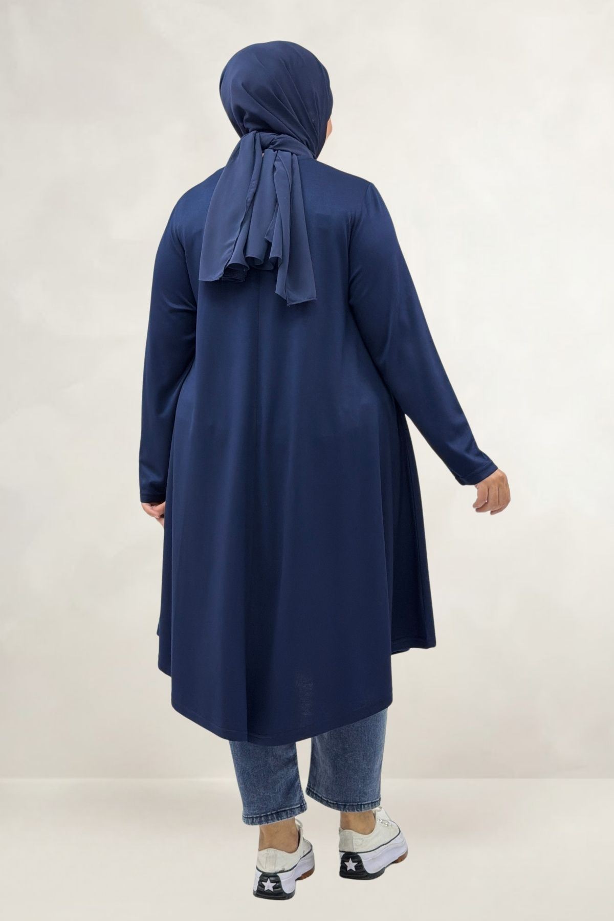 68090 Büyük Beden Modal Mevlana Tunik  - Lacivert