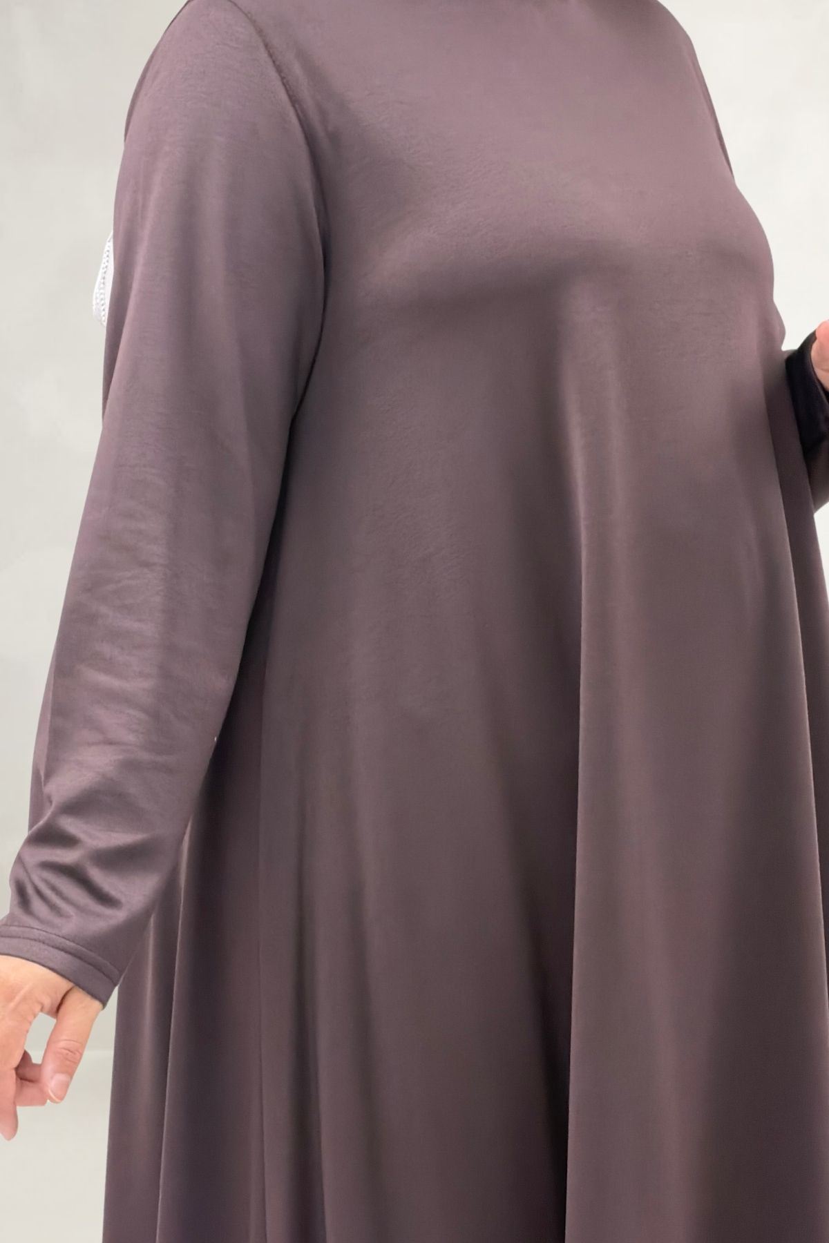 68090 Büyük Beden Modal Mevlana Tunik  - Kahve