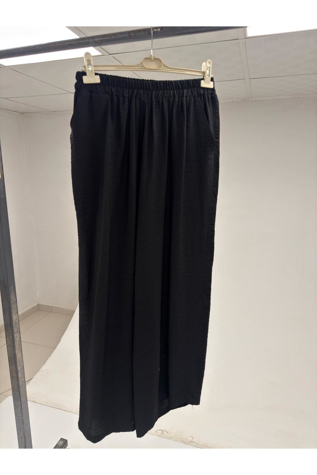 T-59208 Büyük Beden Beli Lastikli Pantolon - Siyah