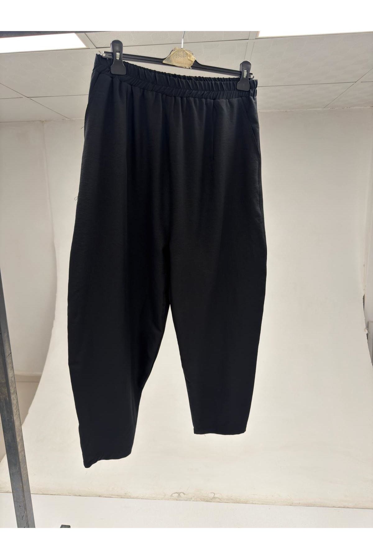 T-59207 Büyük Beden Beli Lastikli Pantolon - Siyah