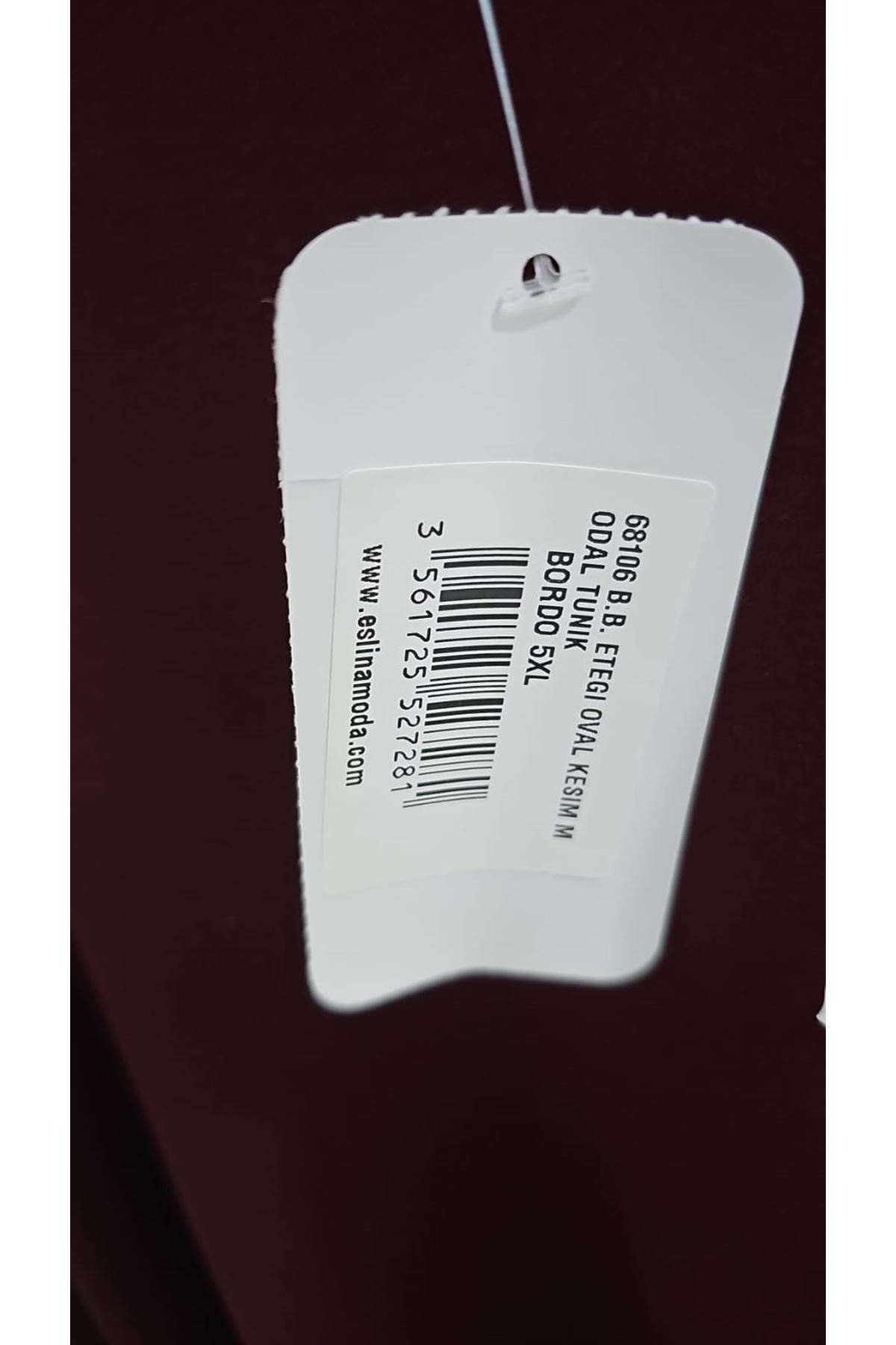 D-68106 Büyük Beden Eteği Oval Kesim Modal Tunik - Bordo