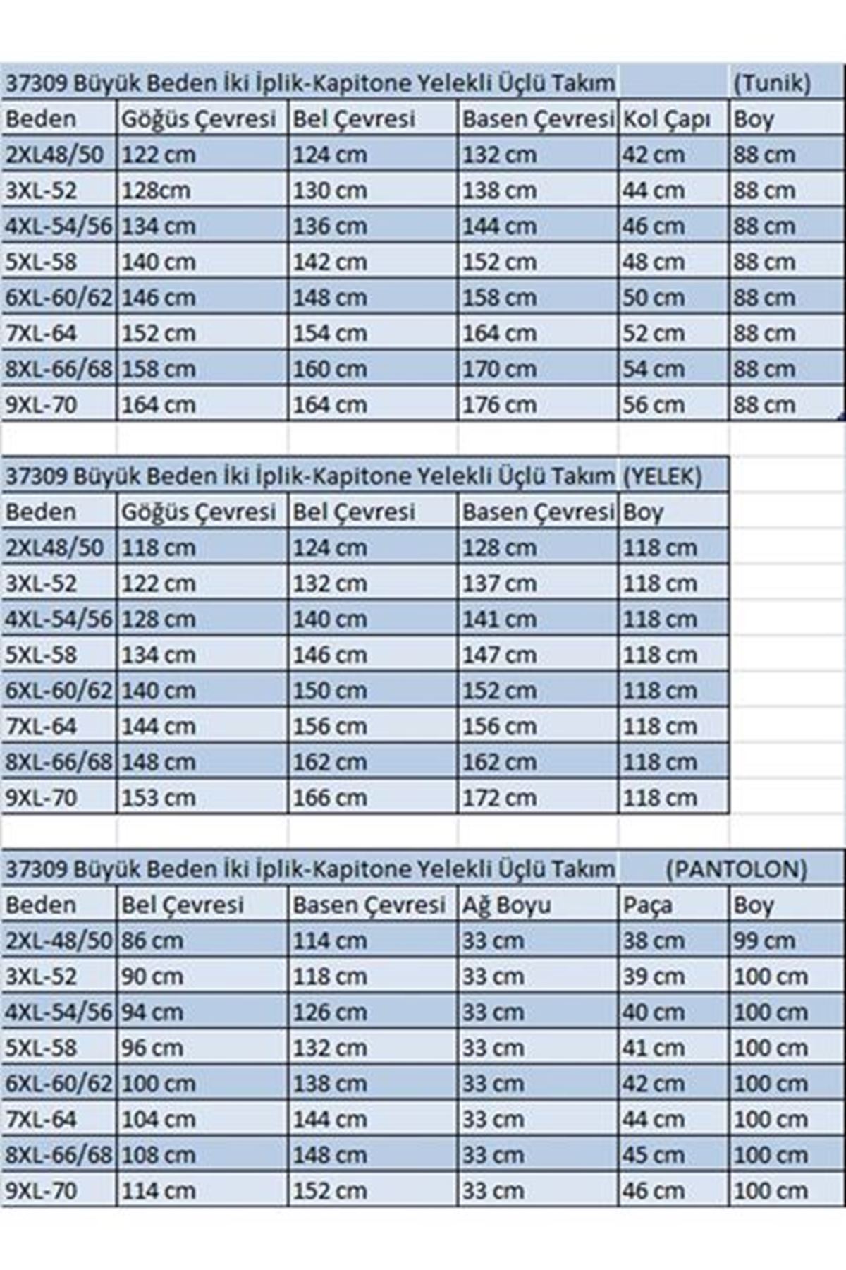 T-37309 Büyük Beden İki İplik-Kapitone Yelekli Üçlü Takım - Kahve