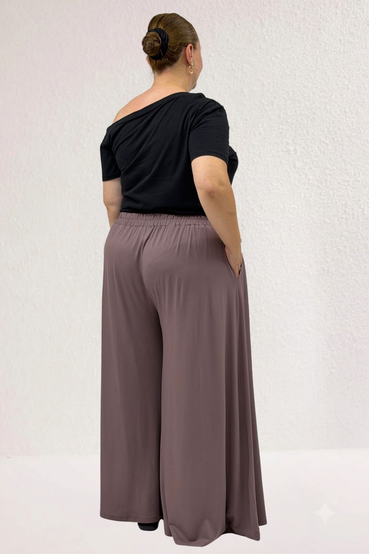 49003 Large Size Combed Cotton Skirt Trousers with Elastic Waist - Emerald