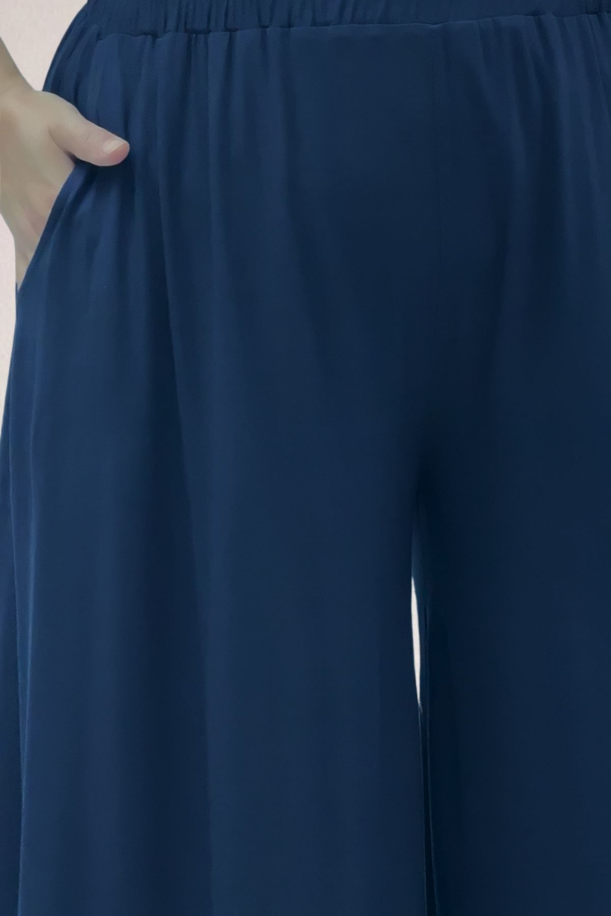 49003 Large Size Combed Cotton Skirt Trousers with Elastic Waist - Emerald