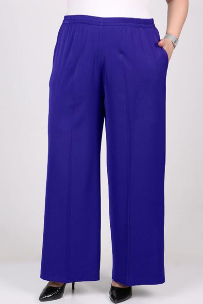 29019 بنطلون ليكرا مقاس كبير بخصر مطاطي - ساكس