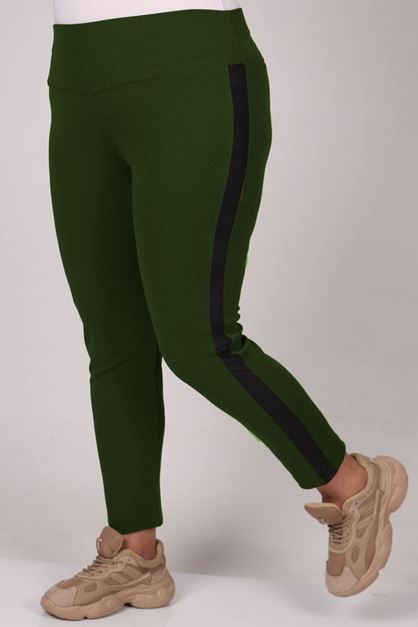 F-29504 Büyük Beden Yanı Waterportlu Scuba Tayt-Haki