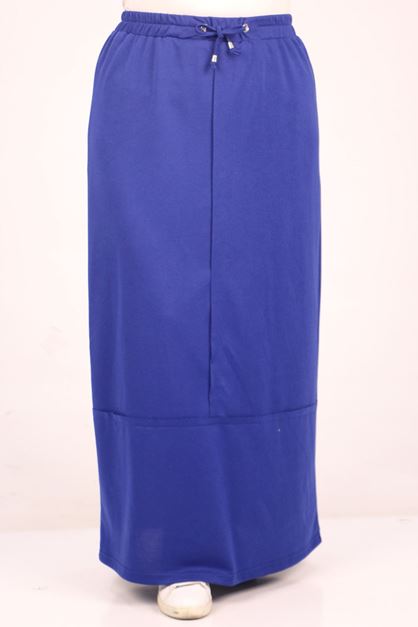 F-35004 Büyük Beden İki İplik Parçalı Etek-Saks