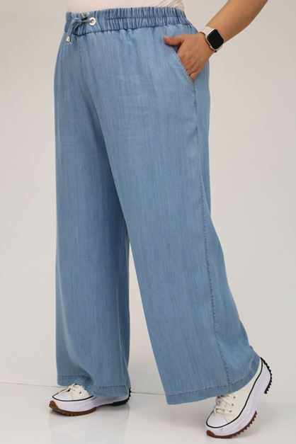 29000 Büyük Beden Bol Paça Kot Pantolon - Buz Mavi 