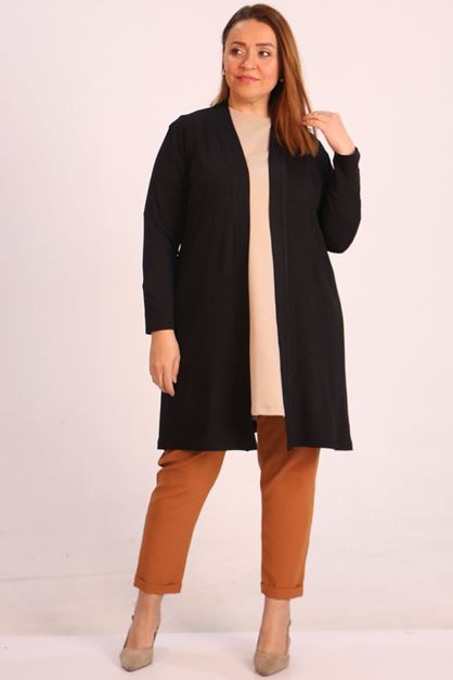 D-43008 Büyük Beden Penye Ceket-Siyah