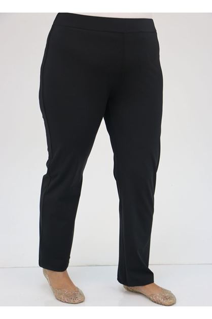 D-1733 Büyük Beden  Tesettür Defolu Mayo-Pantolon - Siyah