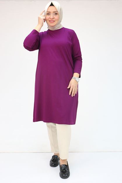 8180 تونيك بأزرار مقاس كبير -  لون القهوة 