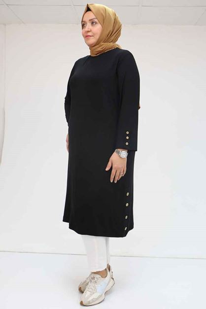 8180 تونيك بأزرار مقاس كبير -  لون القهوة 