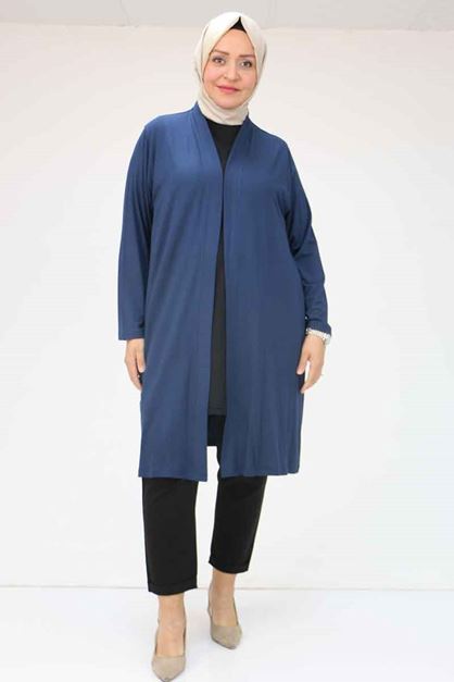 43008 Büyük Beden Penye Ceket - Lacivert