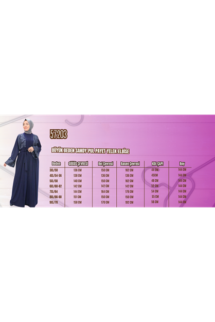 57203 Büyük Beden Sandy-Pul Payet Yelek-Elbise - Lacivert