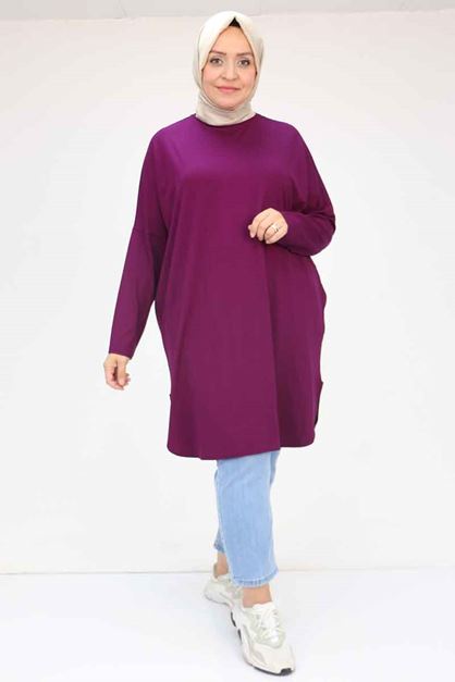 8180 تونيك بأزرار مقاس كبير -  لون القهوة 