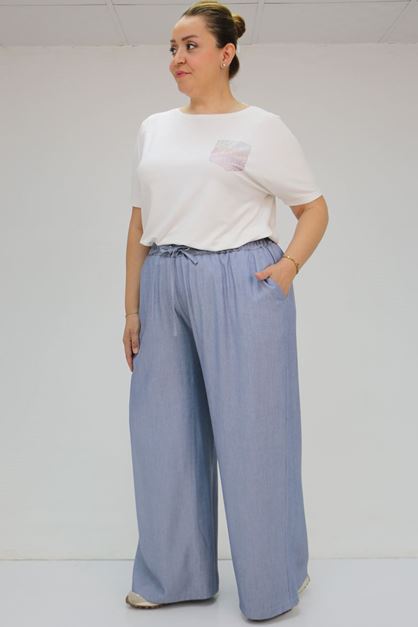 59006 Büyük Beden Bolpaça Xons  Pantolon  -  Lacivert