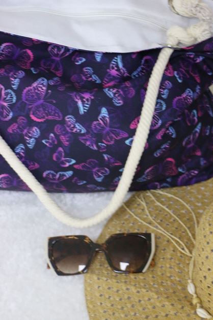 101 Beach Bag - Fuchsia Leafy