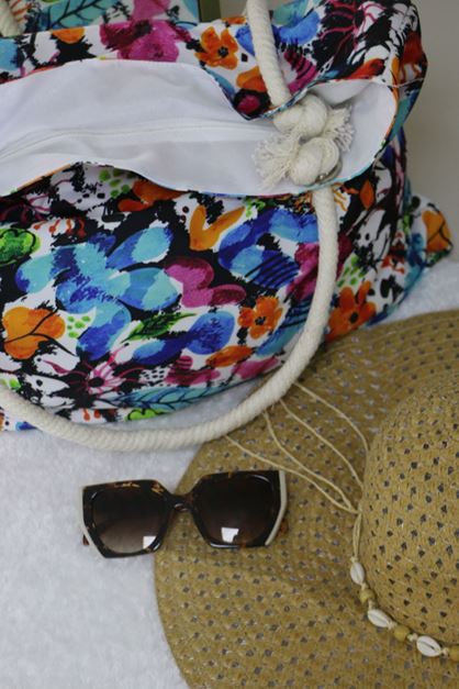 101 Beach Bag - Fuchsia Leafy