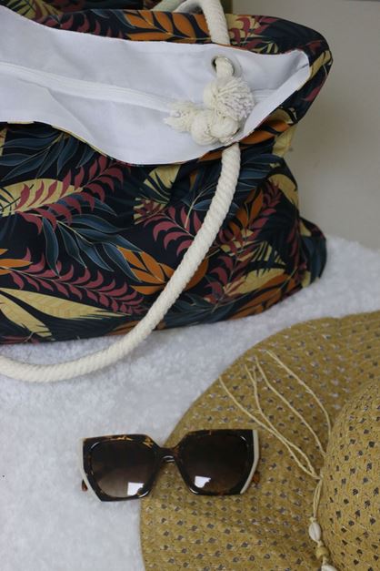 101 Beach Bag - Fuchsia Leafy
