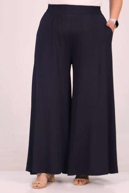 49003 Large Size Combed Cotton Skirt Trousers with Elastic Waist - Emerald