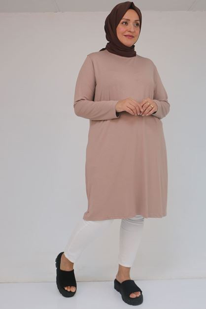 8180 تونيك بأزرار مقاس كبير -  لون القهوة 