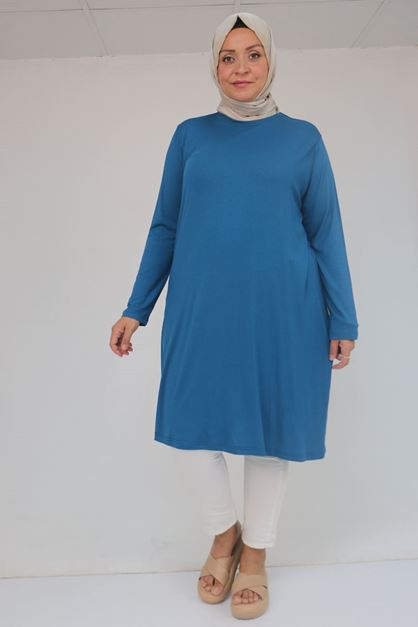 8180 تونيك بأزرار مقاس كبير -  لون القهوة 