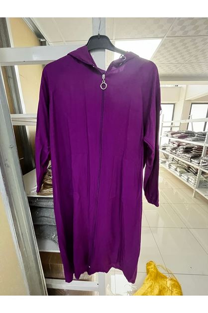 T-3122 Büyük Beden Keten Kap -  Mürdüm