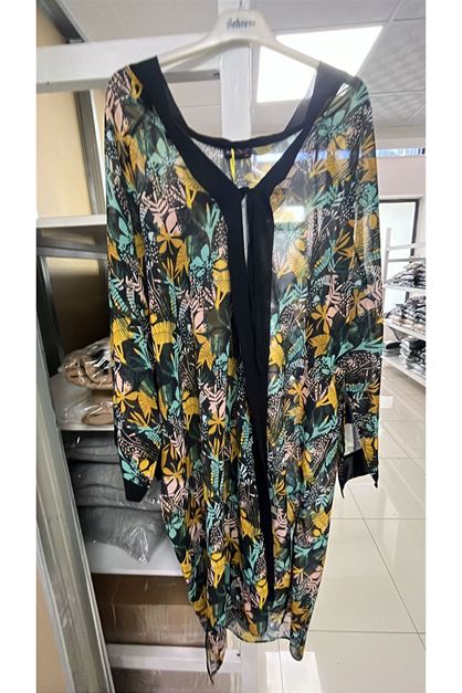 T-1735 Büyük Beden Garni Detaylı Pareo -Karışık Desen