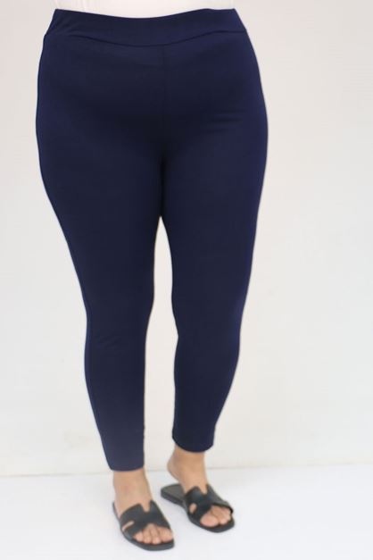 59501 Büyük Beden Penye Tayt - Koyu Lacivert