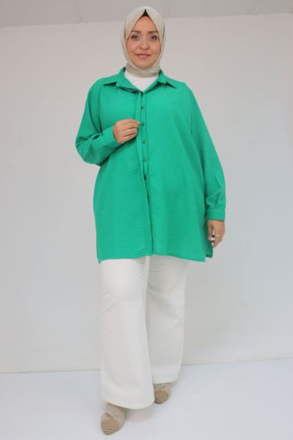 58096 Büyük Beden Erkek Yaka Düğmeli Tunik - Beneton