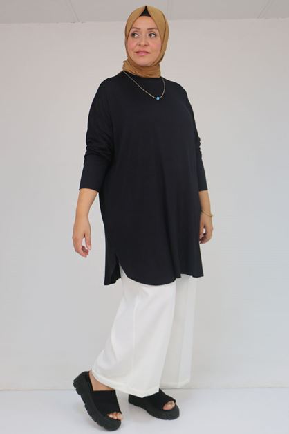 8180 تونيك بأزرار مقاس كبير -  لون القهوة 