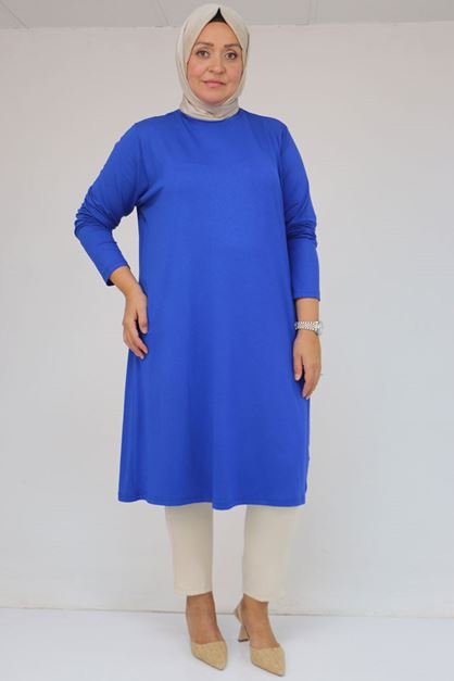 8180 تونيك بأزرار مقاس كبير -  لون القهوة 