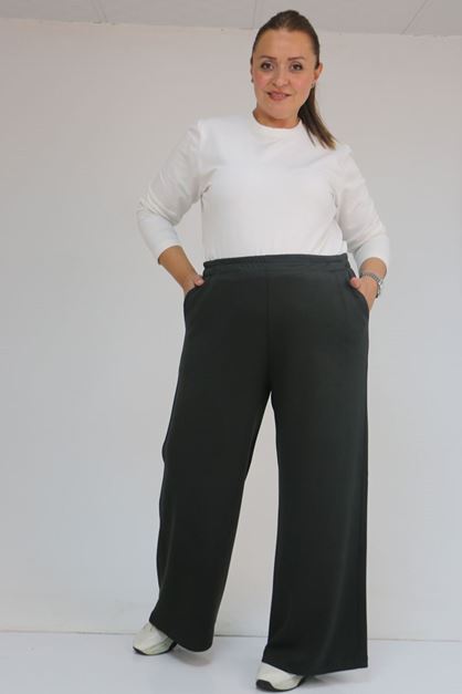 59026 Büyük Beden Beli Lastikli Modal Pantolon - Antrasit