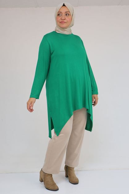 58106 Büyük Beden Eteği Asimetrik Kesim Çilek Tunik - Beneton