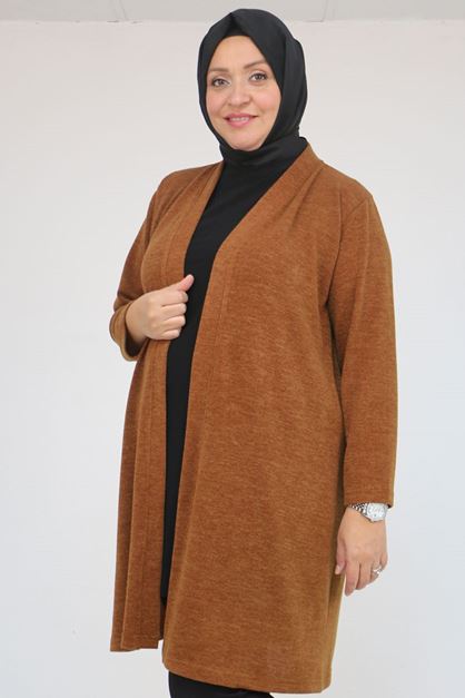 53036 Büyük Beden Mir Ceket - Taba