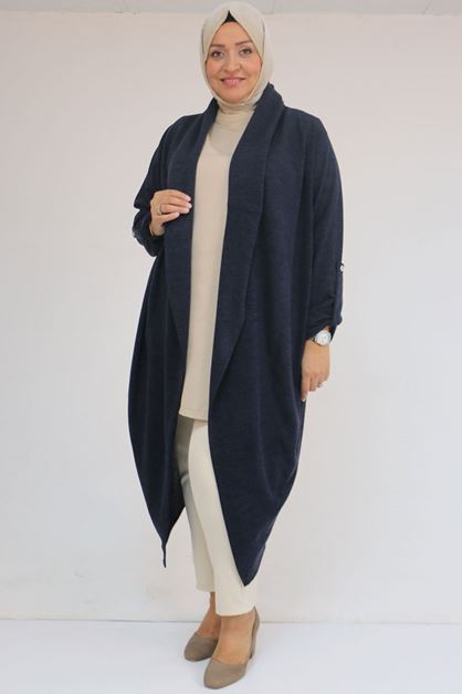 43093 Büyük Beden Kalın Patlı Mir Ceket - Lacivert