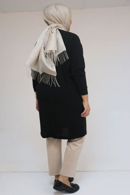58148 Büyük Beden Düşük Kollu Mir Tunik - Siyah