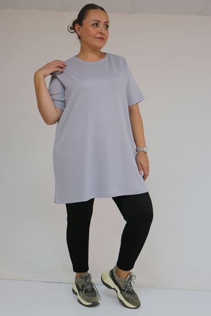 59503 Büyük Beden Beli Lastikli İçi Şardonlu Tayt - Siyah