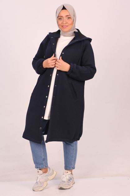 33095 Large Size Three Thread Cap with Snap Fasteners and Six Elastics - Navy Blue