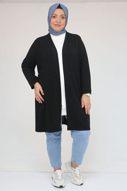D-53036 Büyük Beden Mir Ceket - Siyah 