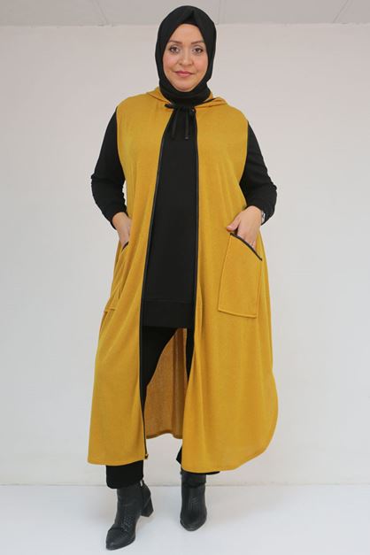 54014 Büyük Beden Waterport Biyeli Mir Yelek - Hardal