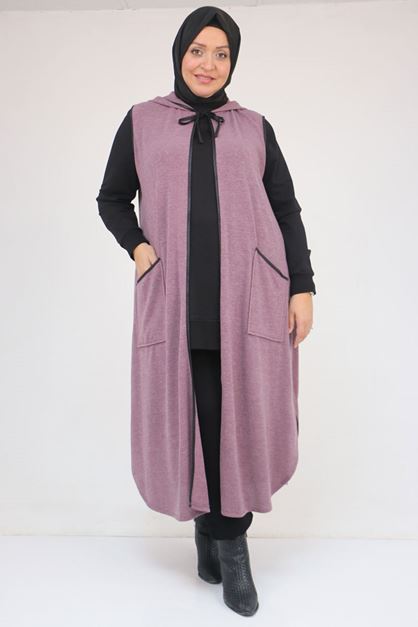 54014 Büyük Beden Waterport Biyeli Mir Yelek - Gül Kurusu